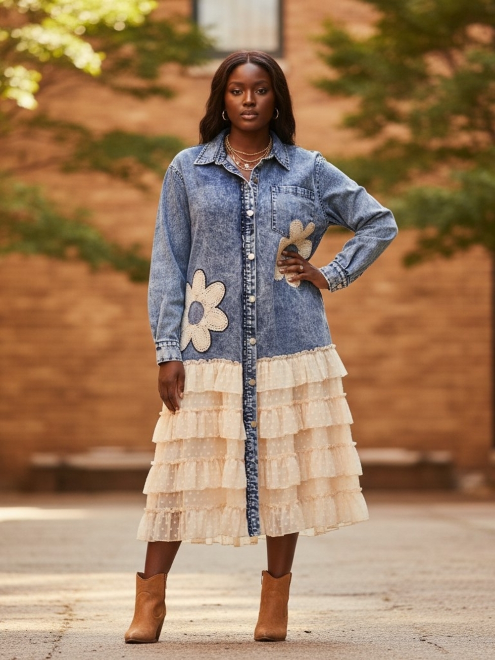 NWOT Mello Los Amgeles Medium Denim Shirtdress/Duster